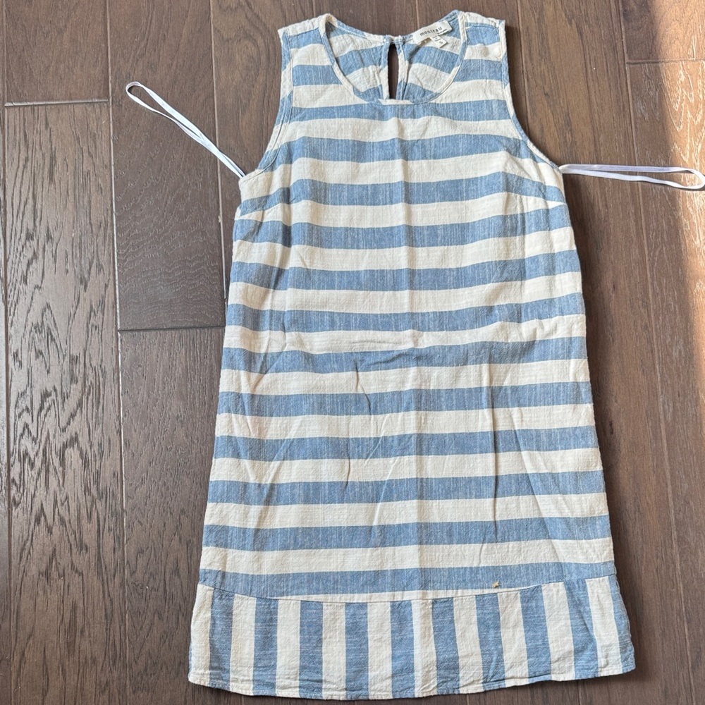Monteau Mini Dress Striped Sleeveless Cotton Blue‎ White Coastal Small